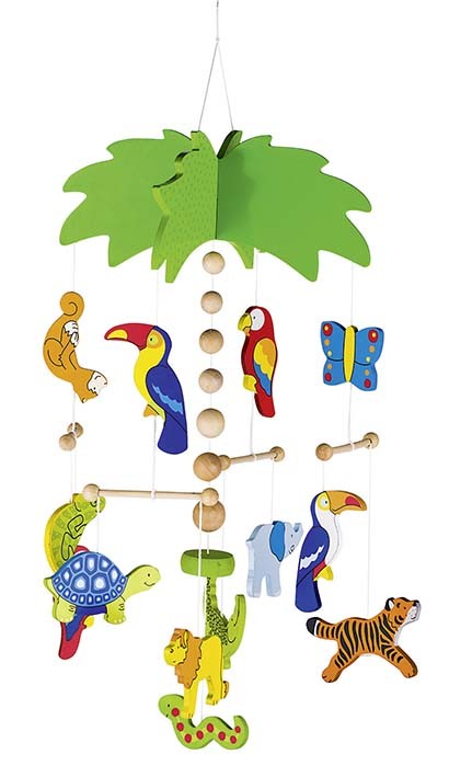 Mobile Bebe En Bois Jungle 42 Cm A Suspendre La Magie Des Automates