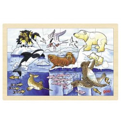 Puzzle cadre enfant en bois animaux polaires 24 pièces