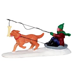 Luge tirée par un chien Lemax