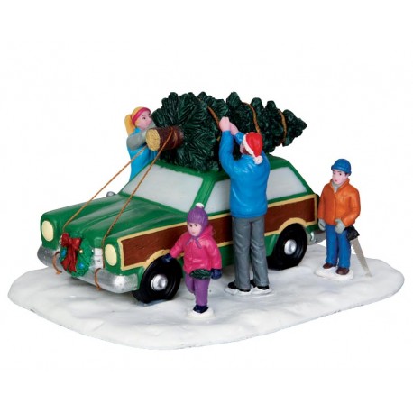 Scène Transport du sapin de Noël Lemax Vaill Village