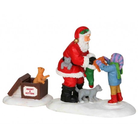 Lemax figurine Père Noël avec des chats