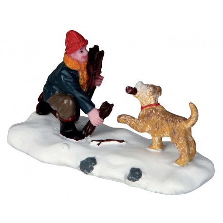 Lemax figurine Ramassage de bois pour le