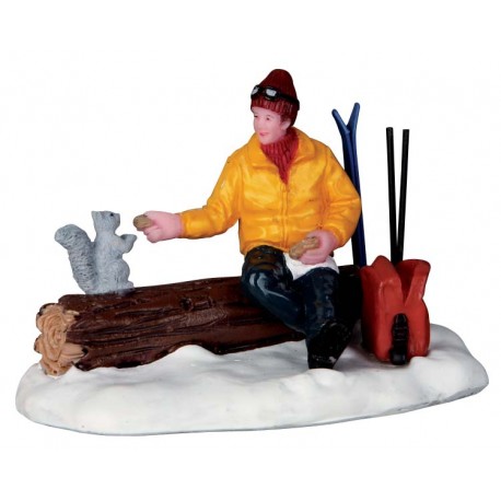 Lemax figurine Skieur et écureuil