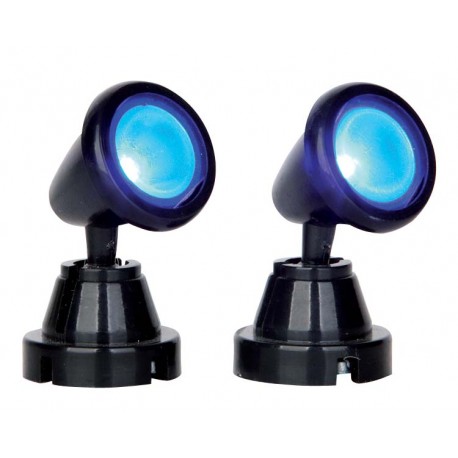 Lemax Round Spot Light, Blue, Set Of 2