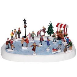 Lemax Village Skating Pond With Sound, Set Of 18 avec adaptateur 4.5v