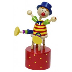Figurine articulée clown en bois rouge 12 cm