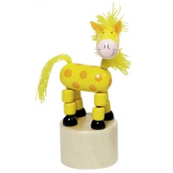 Figurine articulée cheval en bois jaune 11 cm