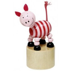 Figurine articulée cochon en bois jaune 11 cm