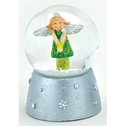 Boule à neige Ange vert résine 6 cm