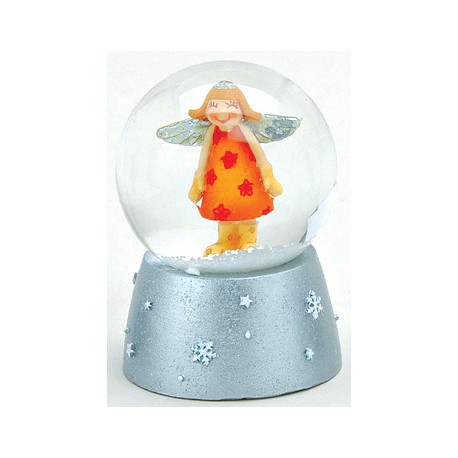 Boule à neige Ange orange résine 6 cm
