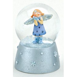 Boule à neige Ange bleu résine 6 cm