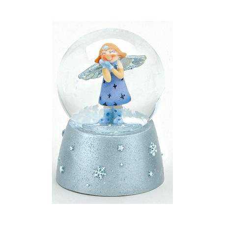 Boule à neige Ange bleu résine 6 cm