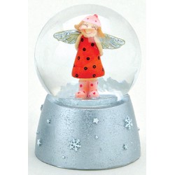 Boule à neige Ange rouge résine 6 cm