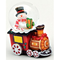 Boule à neige Bonhomme de neige train résine 7 cm