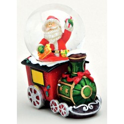 Boule à neige Père Noël train résine 7 cm
