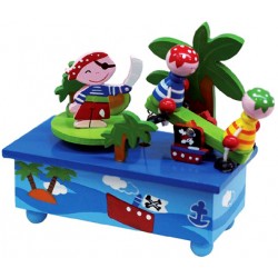 Boîte à musique en bois pirates 14 cm