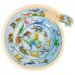 Puzzle cadre enfant en bois ronde des animaux 27 pièces