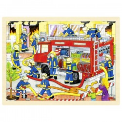 Puzzle cadre enfant en bois pompiers 48 pièces