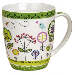 Tasse fleurs vert porcelaine 35 cl