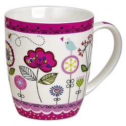 Tasse fleurs violet porcelaine 35 cl