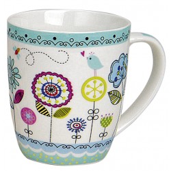 Tasse fleurs bleu porcelaine 35 cl