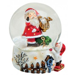 Boule à neige Père Noël Lyre résine 6 cm