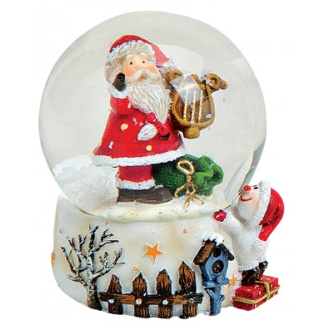 Boule à neige Père Noël Lyre résine 6 cm