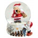 Boule à neige Père Noël trompette résine 6 cm