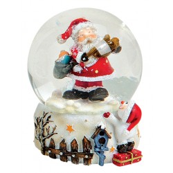 Boule à neige Père Noël violon résine 6 cm