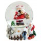 Boule à neige Père Noël trompette résine 8 cm