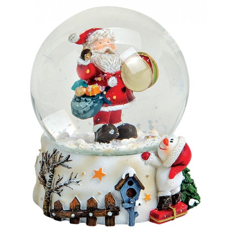 Boule à neige Père Noël tambour résine 8 cm