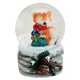 Boule à neige Renard Noël rouge résine 6 cm