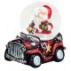 Boule à neige Père Noël voiture rouge 6 cm résine