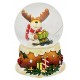 Boule à neige Noël Renne gros cadeau 6 cm résine
