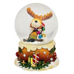 Boule à neige Noël Renne guirlande 6 cm résine