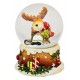 Boule à neige Noël Renne petit cadeau 6 cm résine