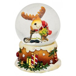 Boule à neige Noël Renne petit cadeau 6 cm résine
