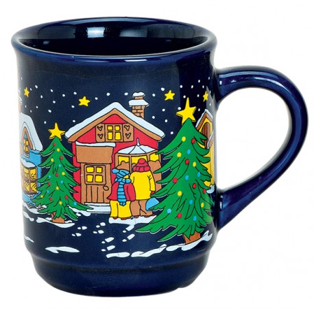 Tasse de Noël bleu nuit céramique 20 cl