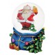 Boule à neige Père Noël hotte bleu résine 6 cm