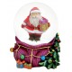 Boule à neige Père Noël hotte violet résine 6 cm