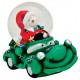 Boule à neige Bonhomme de neige voiture vert résine 6 cm