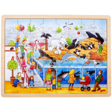 Puzzle cadre enfant en bois zoo 48 pièces - La Magie des Automates