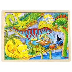 Puzzle cadre enfant en bois dinosaures 48 pièces