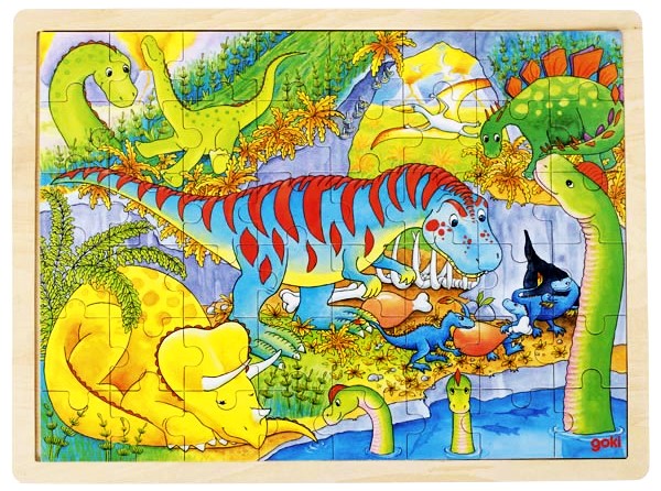Puzzle Cadre Enfant En Bois Dinosaures 48 Pieces La Magie Des Automates