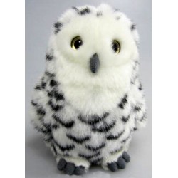 Peluche hibou blanc tacheté noir 18 cm