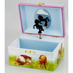 Boîte à bijoux musicale cheval rectangle 14,5 cm