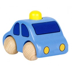 Voiture en bois enfant avec klaxon bleu clair 9 cm