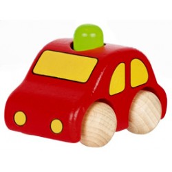 Voiture en bois enfant avec klaxon rouge 9 cm