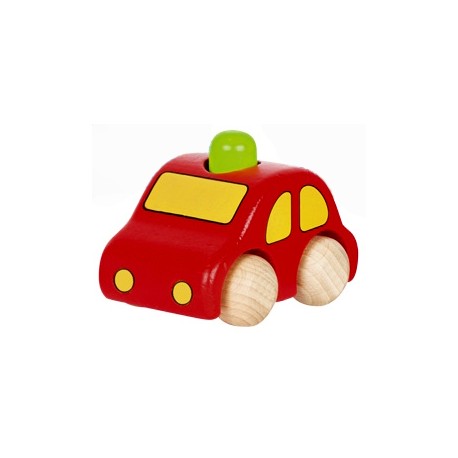 Voiture en bois enfant avec klaxon rouge 9 cm