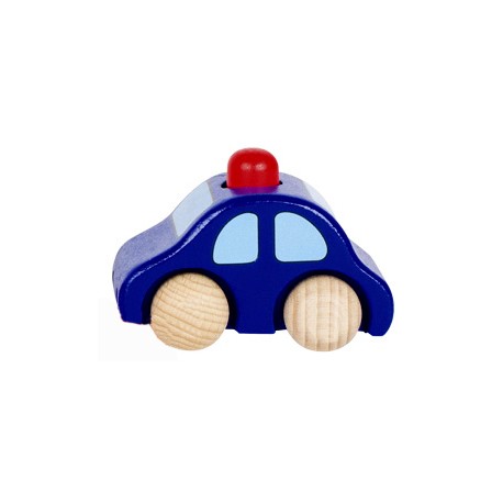 Voiture en bois enfant avec klaxon bleu foncé 9 cm